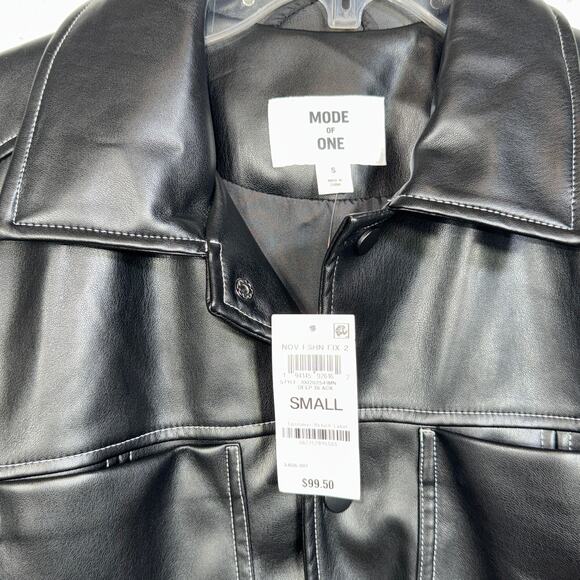 Mode of One Men's Faux-Leather Trucker Jacket, Deep Black small, $100 - Picture 4 of 9